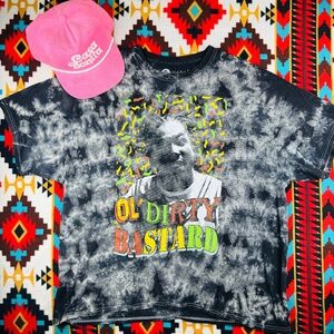 Ol’ Dirty Bastard Tie Dye Graphic Tee – Black Acid Wash Hip Hop Shirt – Size L